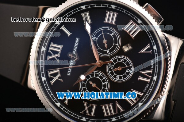 Ulysse Nardin Marine Chrono Asia Automatic Steel Case with Roman Numeral Markers and Black Dial - Click Image to Close